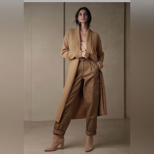 NWT Extra Long Ribbed Duster Sweater Banana Republic Size M Camel $50